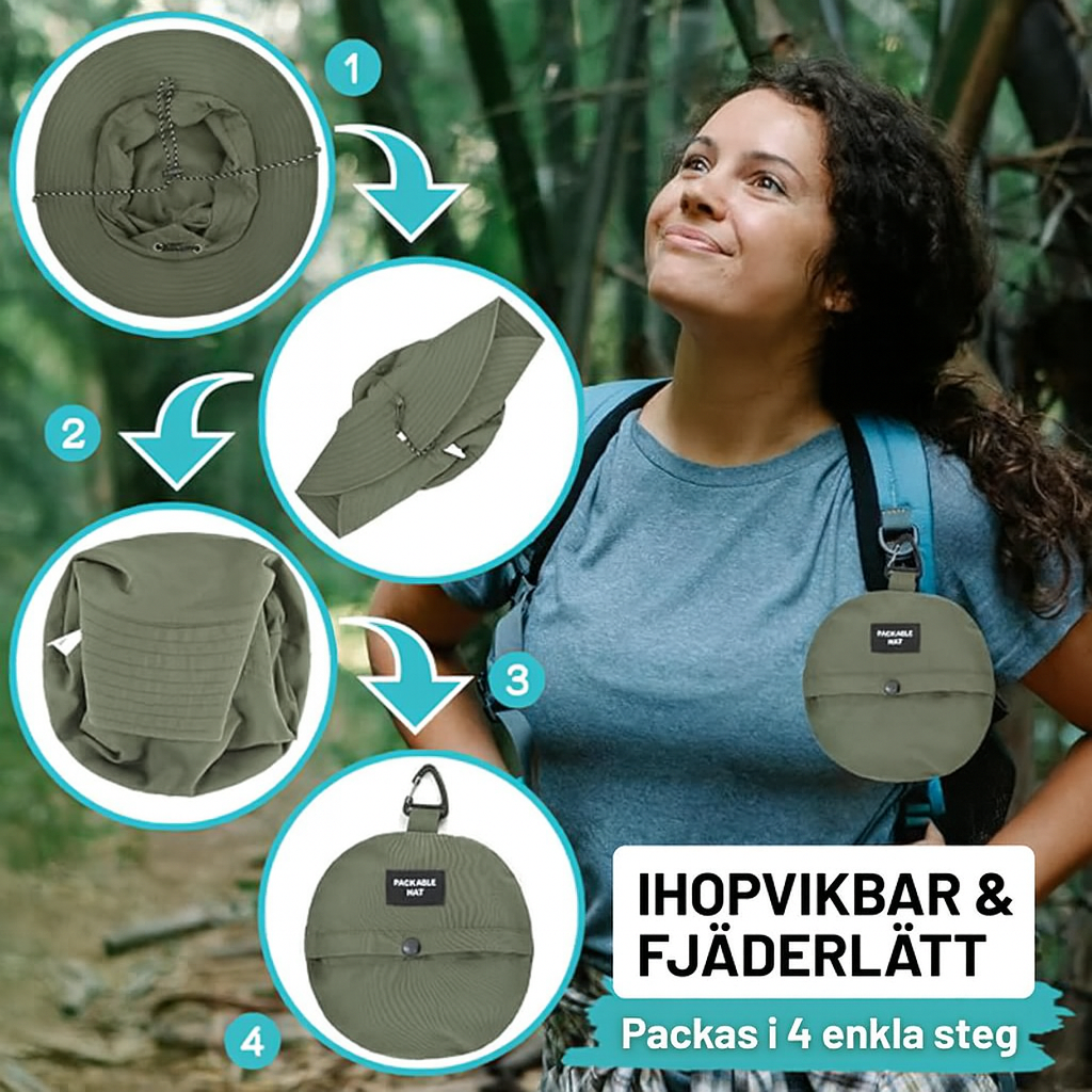 Ihopvikbar Solhatt – UPF50+ UV Skydd & Vattenavvisande (One Size)