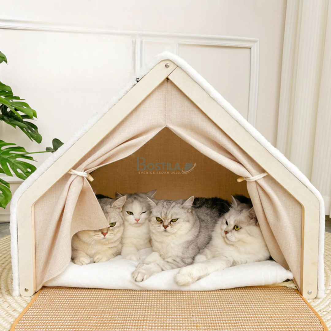 Nordisk kattvilla med Stilren design och Inbyggd Klösbräda
