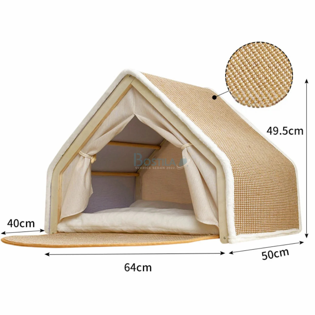 Nordisk kattvilla med Stilren design och Inbyggd Klösbräda